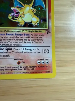 Pokemon TCG Charizard Base Set 2 Holo Rare Card 4/130 MP - Image 5