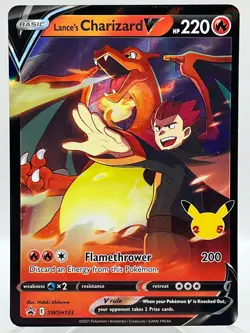 Lance's Charizard V SWSH133 SWSH Celebrations Promo Holo Pokemon TCG Card NM/M - Image 1