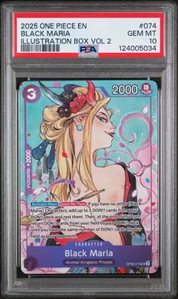 Black Maria Illustration Box Vol.2 OP08-074 One Piece Promo Cards Foil PSA 10 - Image 1