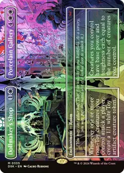 1x FOIL NM Borderless Dollmaker's Shop // Porcelain Gallery MTG Duskmourn SV - Image 1