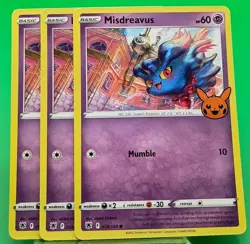 3x Misdreavus 2022 Trick Or Trade Halloween Stamp Pokemon TCG Holiday 058/189 - Image 1