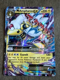 Pokemon TCG M Ampharos EX 28/98 XY Ancient Origins Ultra Rare Full Art Holo - Image 1