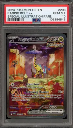 Pokemon Raging Bolt ex Temporal Forces Special Illustration Rare #208 PSA 10 - Image 1
