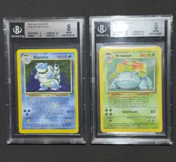 HOLO BLEED Venusaur 15/102 & Blastoise 2/102 1999 Pokemon Base Set Cards BGS 8 - Image 3