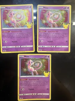 3 x Mew 011/025 Holo Rare Celebrations Cards Pokemon TCG - Image 1