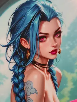 1/1 Only 1 Made Jinx Arcane League Legends Spicy Topless Lonestar Customs Card - Image 2