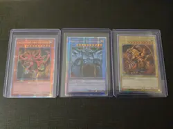 EGYPTIAN GOD CARDS OBELISK SLIFER RA LC01 Quarter Century Secret Rare Yugioh TCG - Image 1