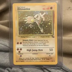 Pokemon TCG Hitmonlee Fossil Holo Card 7/62 Unlimited Rare, LP Condition - Image 1