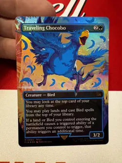 Traveling Chocobo (Borderless) (Neon Ink Blue) Final Fantasy Foil (0551c) - Image 1