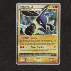 MAJOR HOLO BLEED Lucario LV X DP12 Black Star Promo SWIRL 2007 Pokemon D & P NM - Image 2