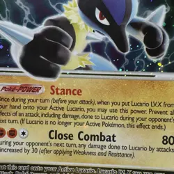 MAJOR HOLO BLEED Lucario LV X DP12 Black Star Promo SWIRL 2007 Pokemon D & P NM - Image 3