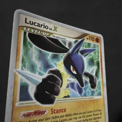 MAJOR HOLO BLEED Lucario LV X DP12 Black Star Promo SWIRL 2007 Pokemon D & P NM - Image 5