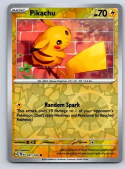 Pokemon TCG Temporal Forces Reverse Holo Pikachu 052/162 Common - Image 1