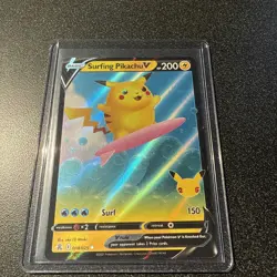 2021 Pokemon SWSH Celebrations Surfing Pikachu V #008/025 - Image 1