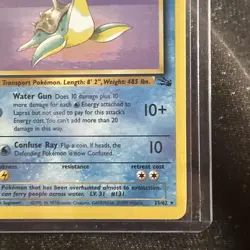 Lapras 25/62 1st Edition Fossil Rare Non-Holo Vintage Pokemon TCG Card - Image 3