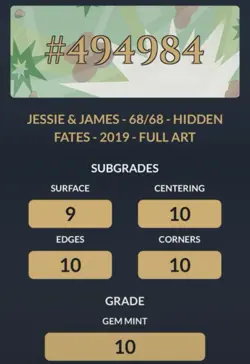 Pokemon TCG Jessie James Full Art Rare Card 68/68 Hidden Fates Ace 10 - Image 3