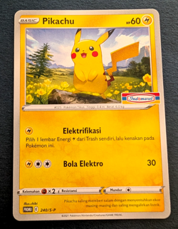 Pokemon 2021 Indonesia Pikachu Promo Card 240/S-P Stamped Indomaret Near Mint!! - Image 1