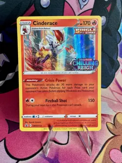 Pokemon Cinderace Chilling Reign Prerelease Stamped Holo Promo SWSH112 - Image 1