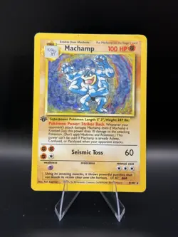 1999 Pokemon Base Set 1st Edition Shadowless Machamp 8/102 MP - Image 1