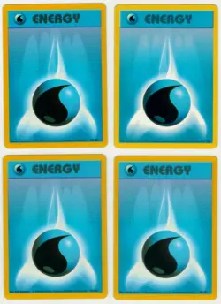 4x Water Energy (3 Base, 1 Shadowless) #102/102 Base Set 1999 Pokemon LP-NM - Image 2