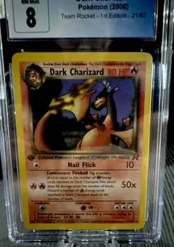2000 POKEMON 1ST EDITION DARK CHARIZARD 21/82 CGC 8 TEAM ROCKET Non Holo - Image 2