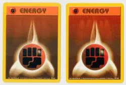2x Fighting Energy (1 Base, 1 Shadowless) #97/102 Base Set 1999 Pokemon LP-NM - Image 2