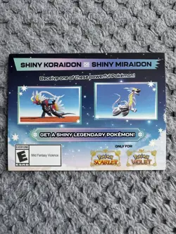 GameStop Scarlet & Violet Shiny Koraidon/Miraidon Promo Card NEW UNSCRATCHED - Image 1