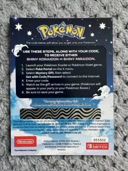 GameStop Scarlet & Violet Shiny Koraidon/Miraidon Promo Card NEW UNSCRATCHED - Image 2