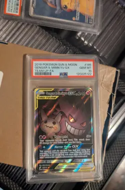 Pokemon Gengar & Mimikyu GX Alternate Full Art Holo Card 165/181 PSA 10 Gem Mint - Image 1