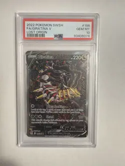 Pokemon Giratina v Alternate Full Art Holo Card 186/196 SWSH Lost Origin PSA 10 - Image 2