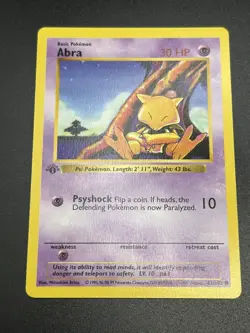 ABRA Pokemon Card - WOTC - 1st Edition - Base Set - Shadowless - 43/102 - NM - Image 2