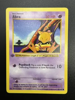 ABRA Pokemon Card - WOTC - 1st Edition - Base Set - Shadowless - 43/102 - NM (2) - Image 1
