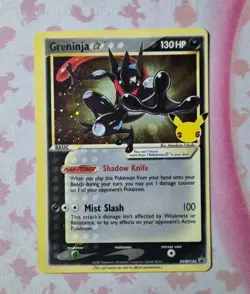 Pokemon Greninja Gold Star SWSH144 25th Anniversary Holo Promo Card Off Center - Image 1