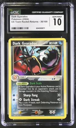 CGC 10 GEM MINT Dark Gyarados EX Team Rocket Returns 36/109 Pokemon Card - Image 1