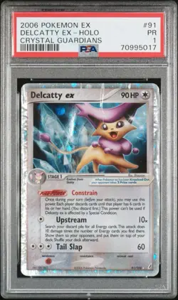 2006 POKEMON EX CRYSTAL GUARDIANS #91 DELCATTY EX-HOLO PSA 1 - Image 1