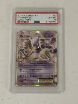 2016 Pokemon XY Evolutions Mewtwo EX 52/108 PSA 10 Gem Mint - Image 1