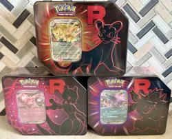 Pokemon TCG Destined Rivals Team Rocket Tins (Art Set of 3) Sealed/New - Image 1