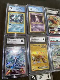 Pokemon Lot Of 7 Slabs!! Cgc PSA Wcg, Cracked Ice Holo Mew!!Base Set 2 Poliwrath - Image 2