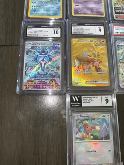 Pokemon Lot Of 7 Slabs!! Cgc PSA Wcg, Cracked Ice Holo Mew!!Base Set 2 Poliwrath - Image 5