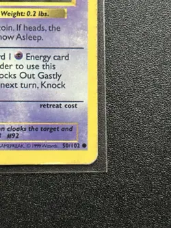 Pokemon Card Gastly Shadowless 1st Edition Base Set Common 50/102 - Image 5