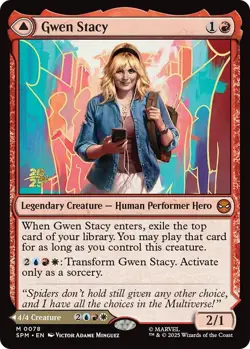 MTG Gwen Stacy 78 Mythic Foil Prerelease Gold Stamp Marvel Spider-Man - Image 1