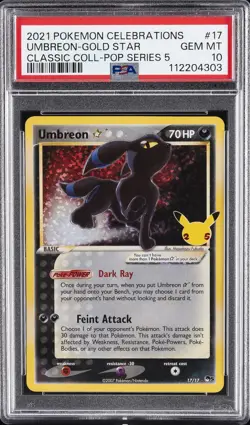 2021 POKEMON CELEBRATIONS CLASSIC COLL #17 UMBREON-GOLD STAR PSA 10 - Image 1