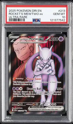 2025 POKEMON DRI EN-DESTINED RIVALS ULTRA RARE TEAM ROCKET'S MEWTWO EX PSA 10 - Image 1