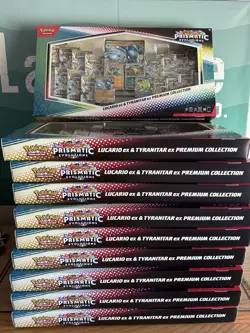 LOT OF 10 Pokemon Prismatic Evolutions Lucario & Tyranitar Ex Premium Collection - Image 1
