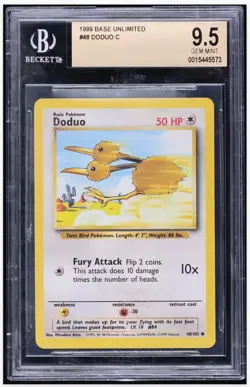 1999 😺 Pokemon Base Doduo English #48/102 BGS-9.5 - Image 1
