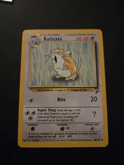 Pokemon TCG Raticate 58/130 Base Set 2 Uncommon Card LP - Image 1