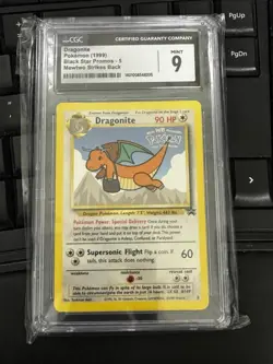 CGC 9 Dragonite 1999 Black Star Promo 5 WB Movie Promo Pokemon Card - Image 1