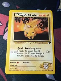 Pokemon TCG Lt. Surge's Pikachu Card #84/132 Gym Challenge Regular - Image 1