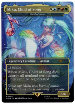 Miku, Child of Song 1599 Rainbow Foil Hatsune Miku Secret Lair MTG Near Mint - Image 1