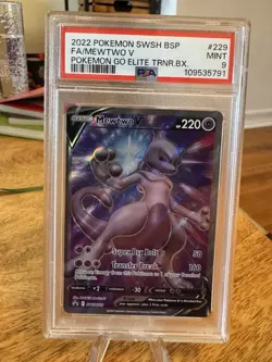 2022 Pokemon Go Full Art Mewtwo V Elite Trainer Box Promo PSA 9 Mint #229 - Image 1